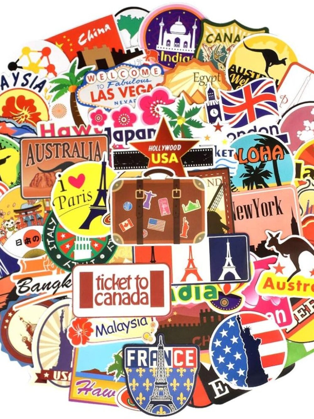 Luggage Stickers for Travel, Waterproof Vinyl Stickers for Easy Luggage Identifi